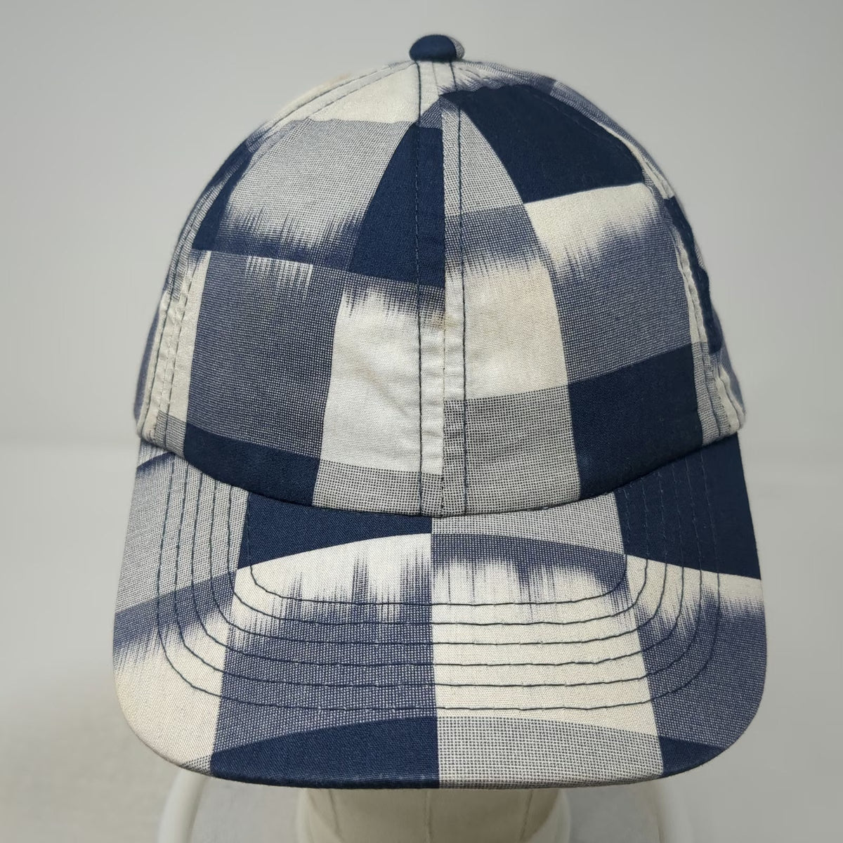 Madewell Biltmore Baseball Cap Blue White One Size Checkered Blurred Pattern Hat