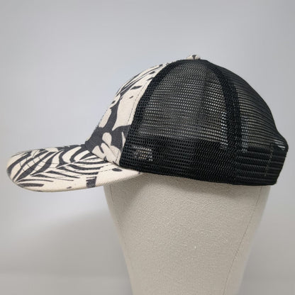 Salty Crew Trucker Hat Black Beige One Size Palm Print Mesh Snapback Tropical