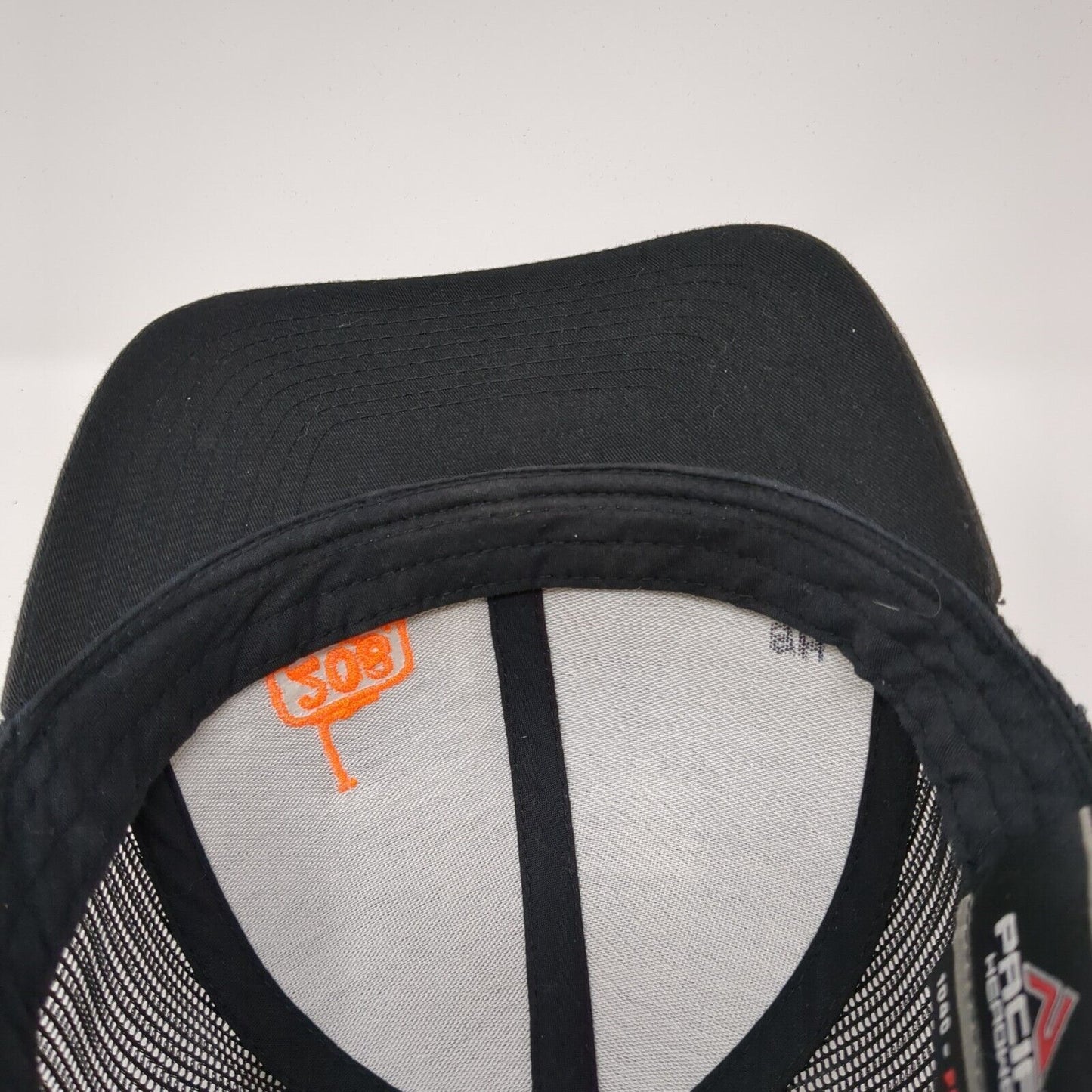 208 Logo Snapback Mesh Back Trucker Hat Black One Size Solid Mesh Back
