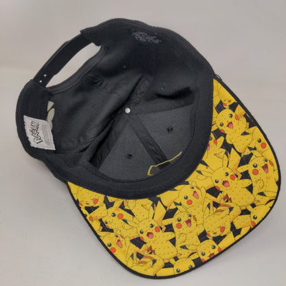 Pokemon Pikachu Bolt Snapback Hat Black OSFM Adjustable Embroidered 6 Panel