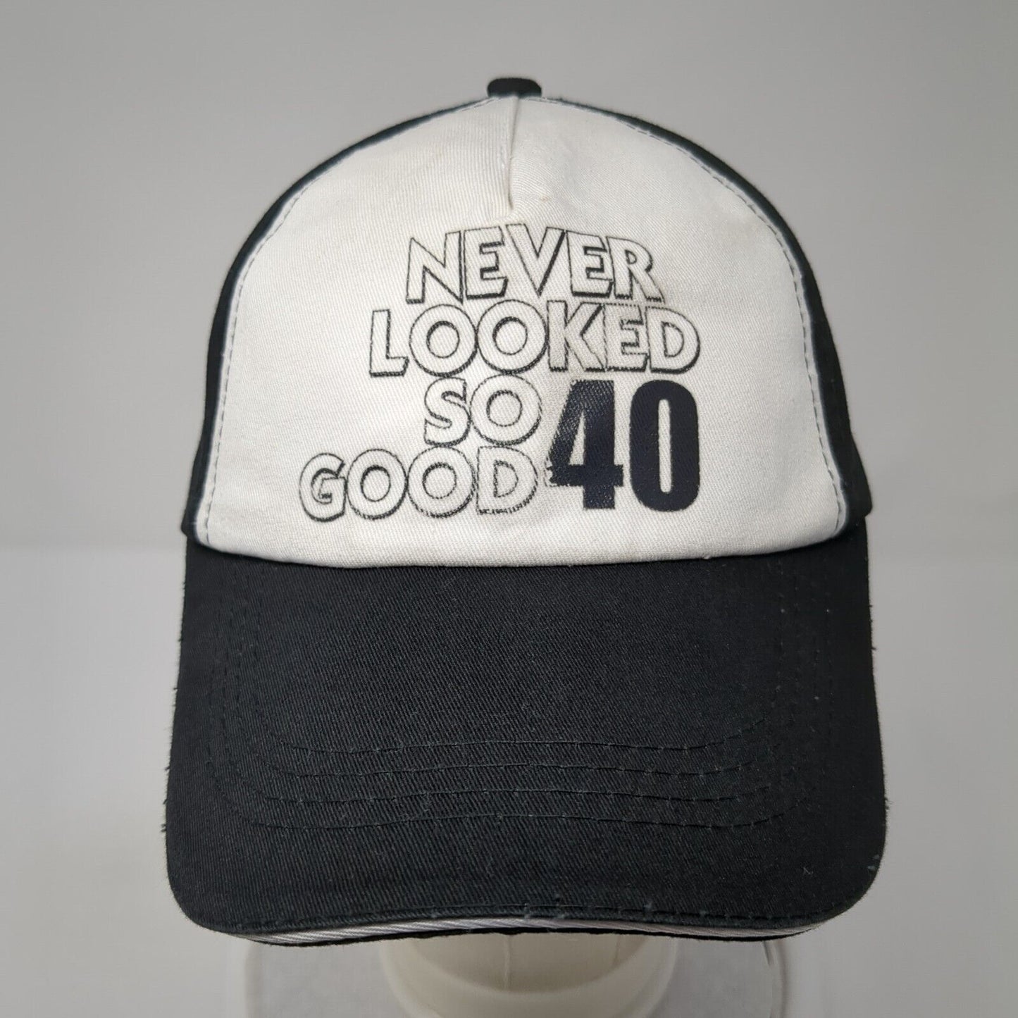 Never Looked So Good 40 Strapback Hat Black OS Adjustable Vented Holes 6 Panel