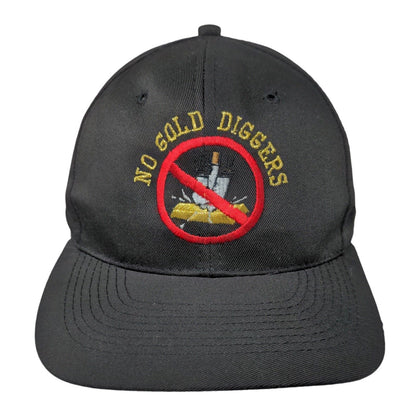 No Gold Diggers Snapback Hat Black OSFA Embroidered 6 Panel Otto Cap
