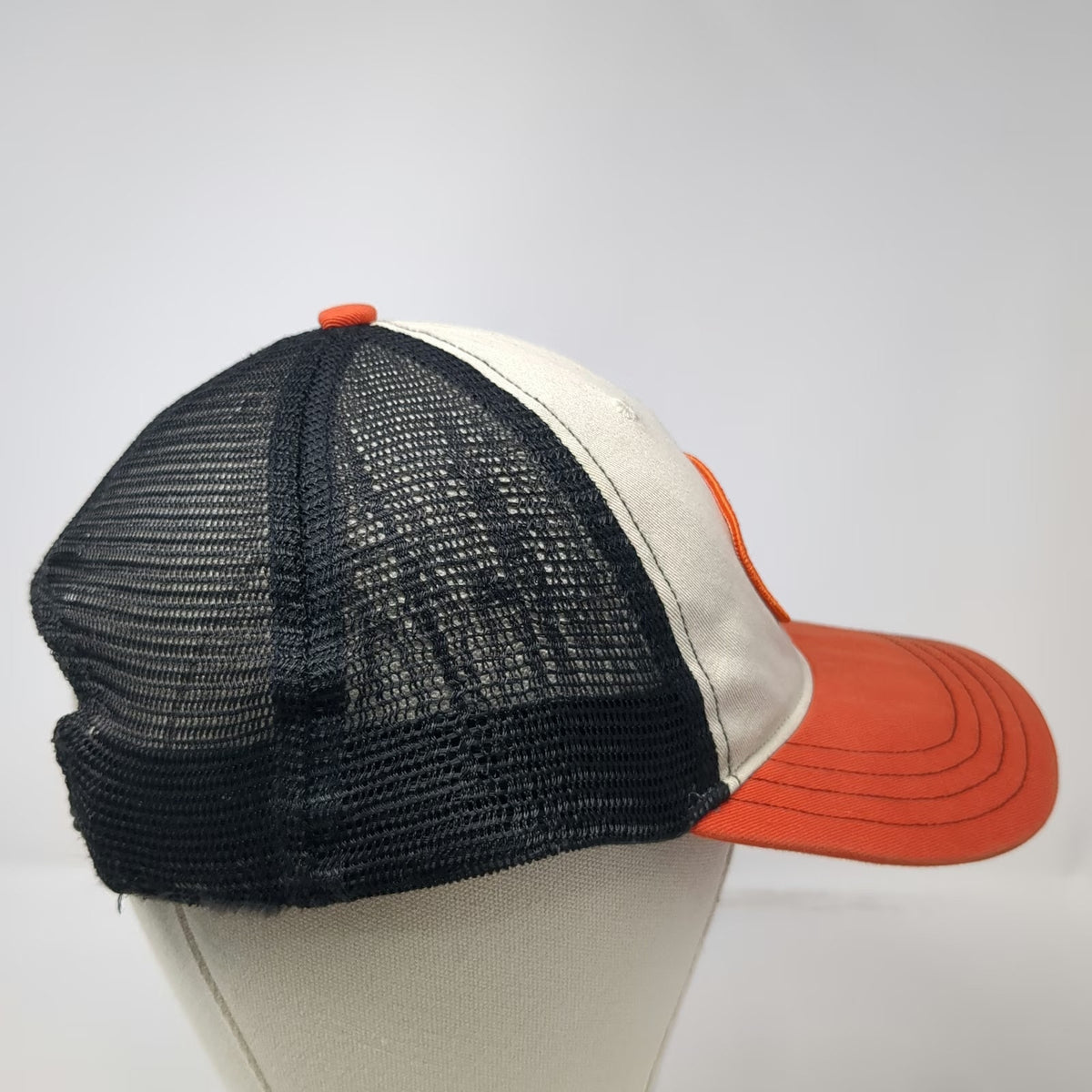 Richardson Trucker Hat Beige Black Orange One Size Universal Athletic Patch