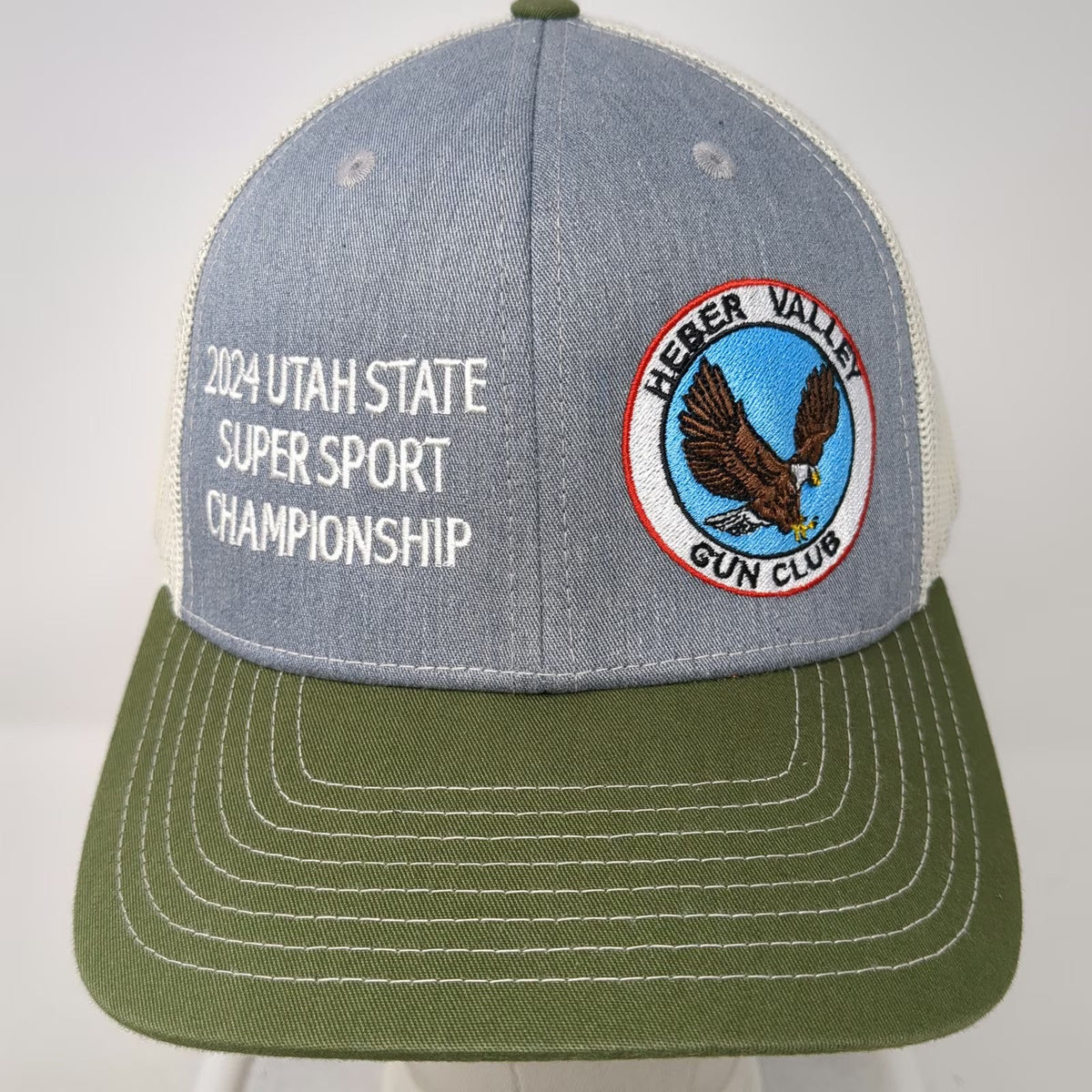 Richardson Trucker Hat Blue Green One Size Gun Club Eagle Patch 2024 Snapback