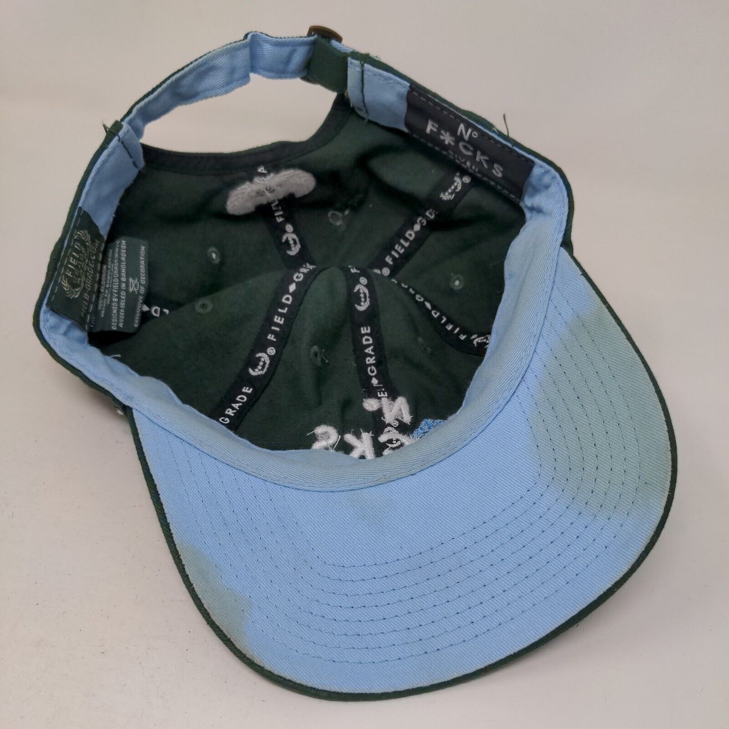 No F*cks Given Slideback Hat Green One Size Embroidered Field Grade