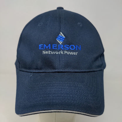 Port & Company Men's Strapback Hat Blue Emerson Network Power Embroidered Logo