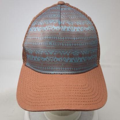 prAna Trucker Hat Brown Blue One Size Geometric Pattern Mesh Back Snapback Cap