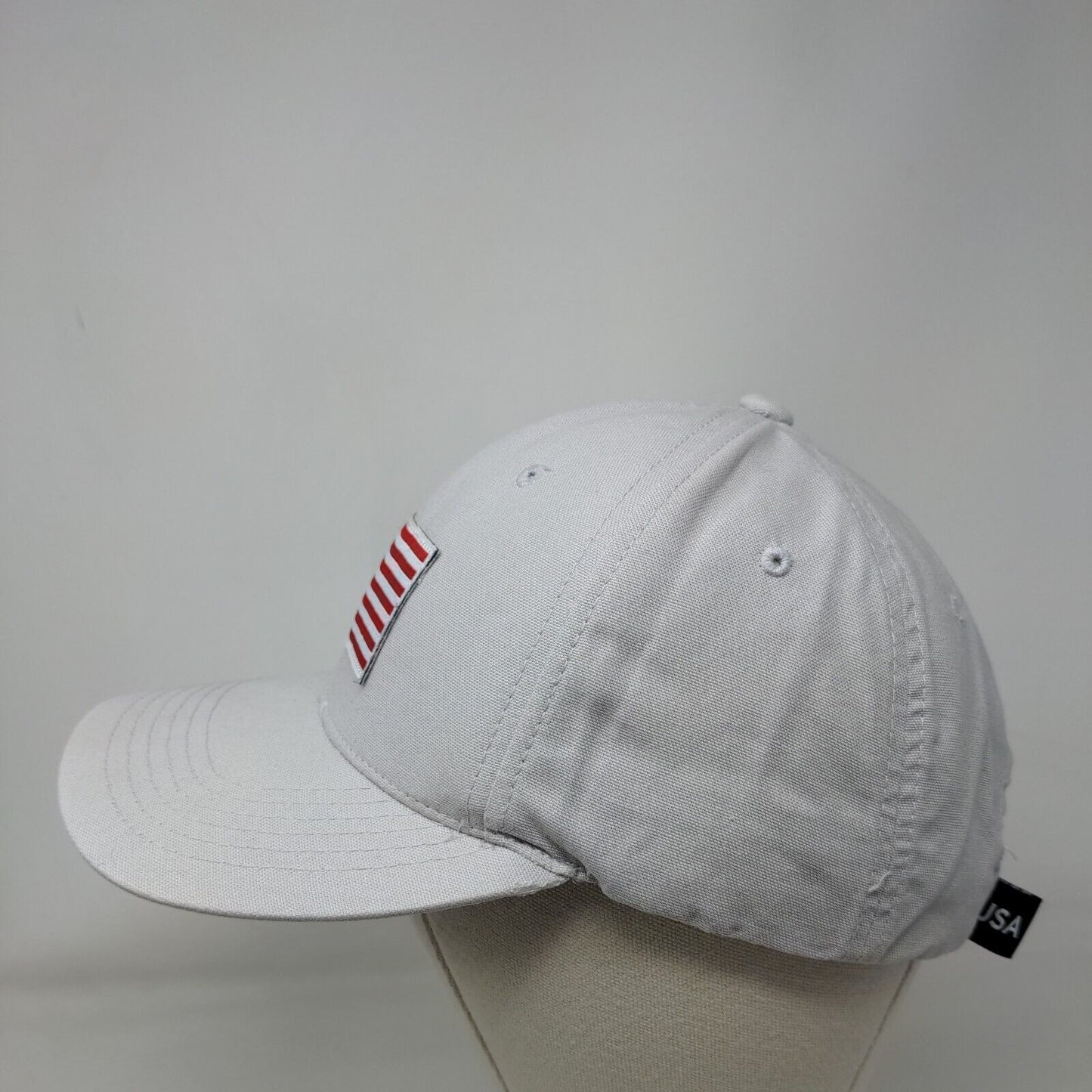 American Flag Patch Strapback Hat Gray One Size Adjustable 6 Panel