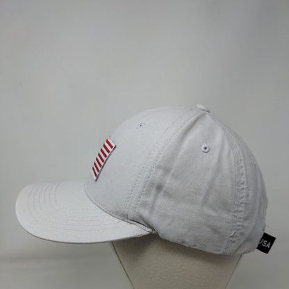 American Flag Patch Strapback Hat Gray One Size Adjustable 6 Panel
