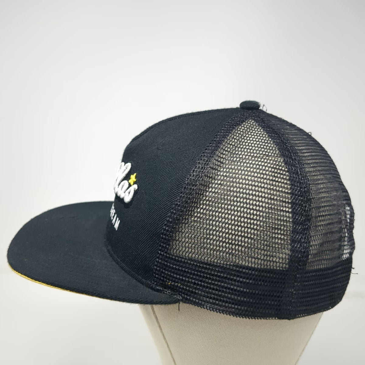 Stellas Ice Cream Trucker Hat Black One Size Snapback Mesh Back Yellow Underbrim