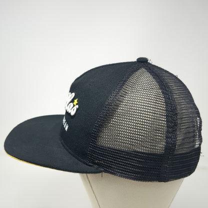 Stellas Ice Cream Trucker Hat Black One Size Snapback Mesh Back Yellow Underbrim