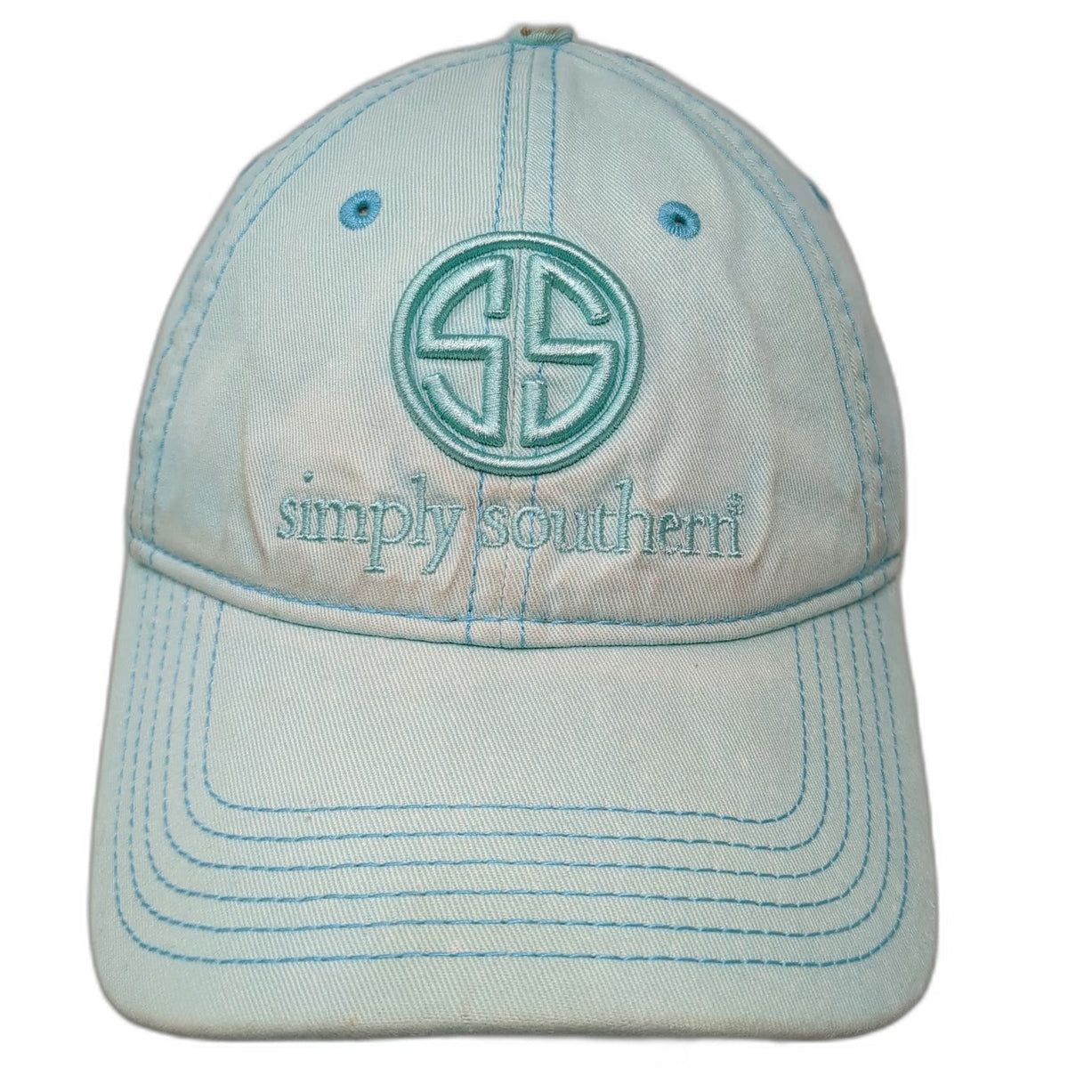 Simply Southern Baseball Cap Blue One Size Embroidered Logo Turtle Slideback Hat