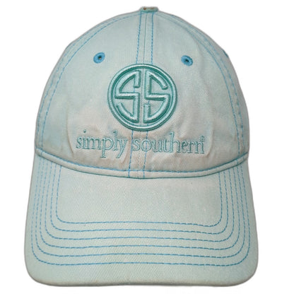 Simply Southern Baseball Cap Blue One Size Embroidered Logo Turtle Slideback Hat