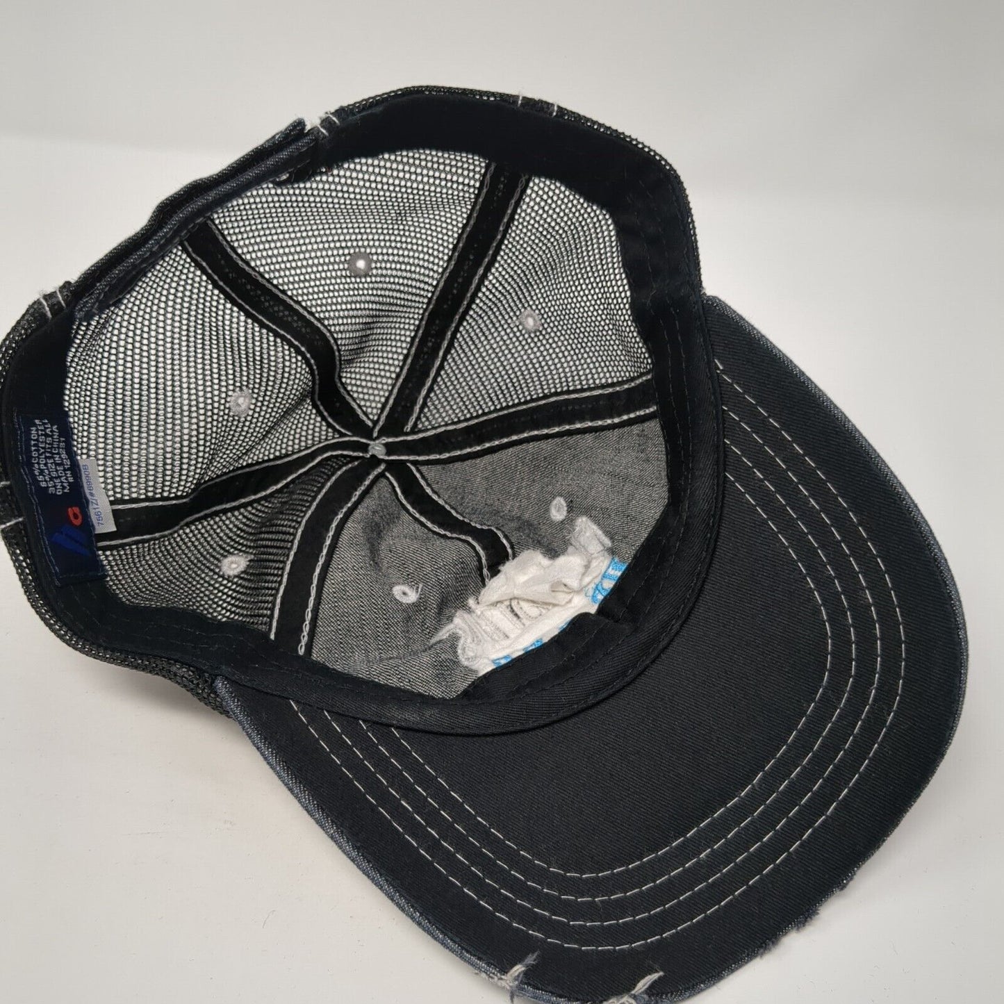 I'll Bring Bail Strapback Trucker Hat Black OS Adjustable Mesh Back Distressed