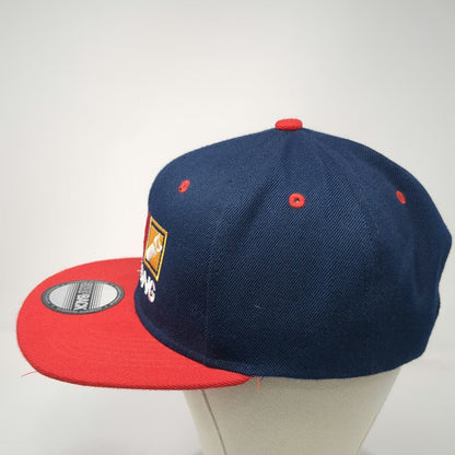 Blue Red Snapback Hat One Size BuildStrong Hammer Nail Saw Tools Construction