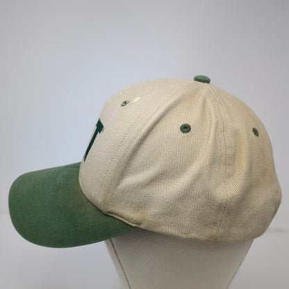 CAT Snapback Hat Beige Green One Size Embroidered Logo Construction Workwear