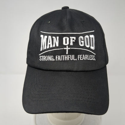 Man of God Strong Faithful Fearless Strapback Hat Black One Size Solid