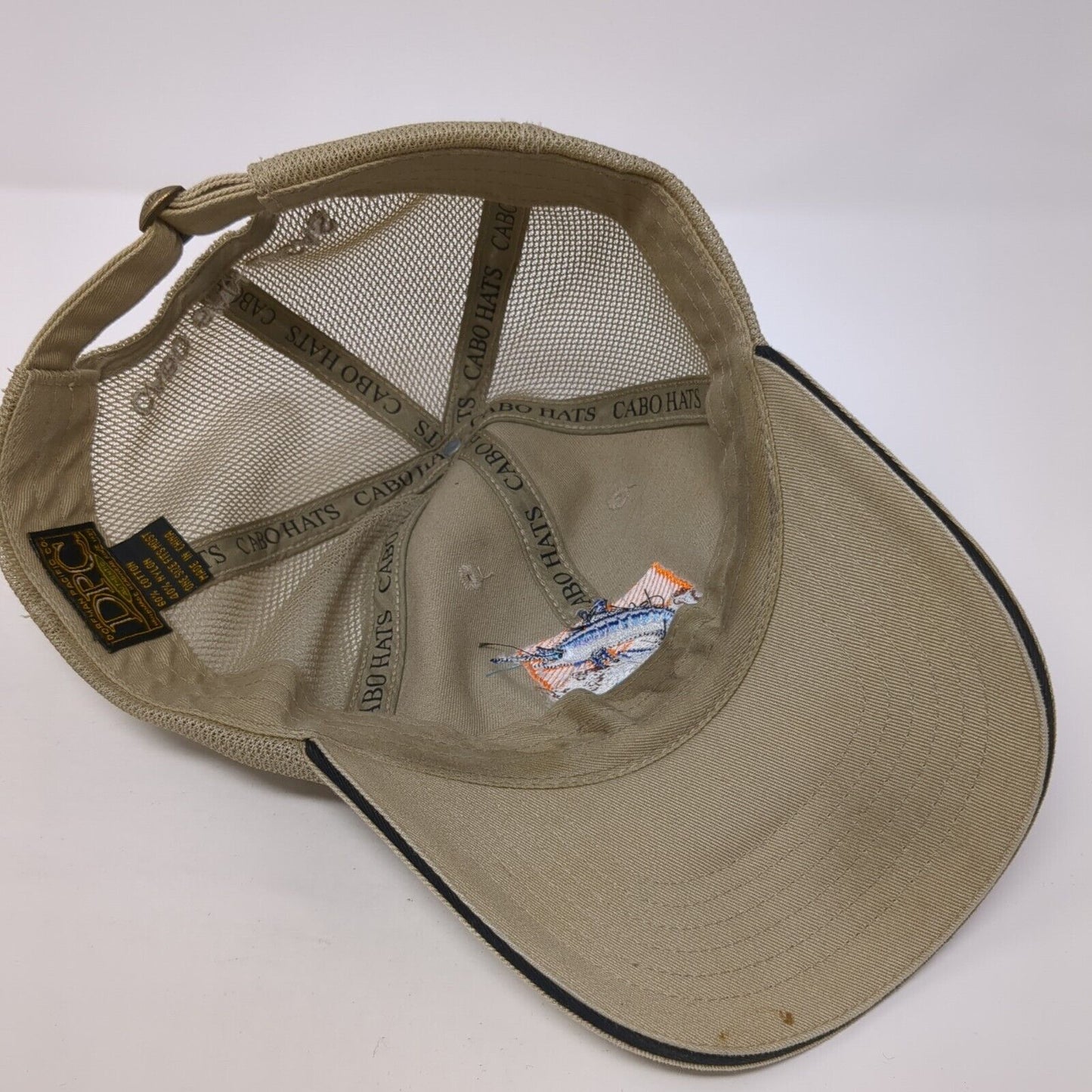 Marlin Fish Slideback Trucker Hat Tan One Size Mesh Back Cabo San Lucas
