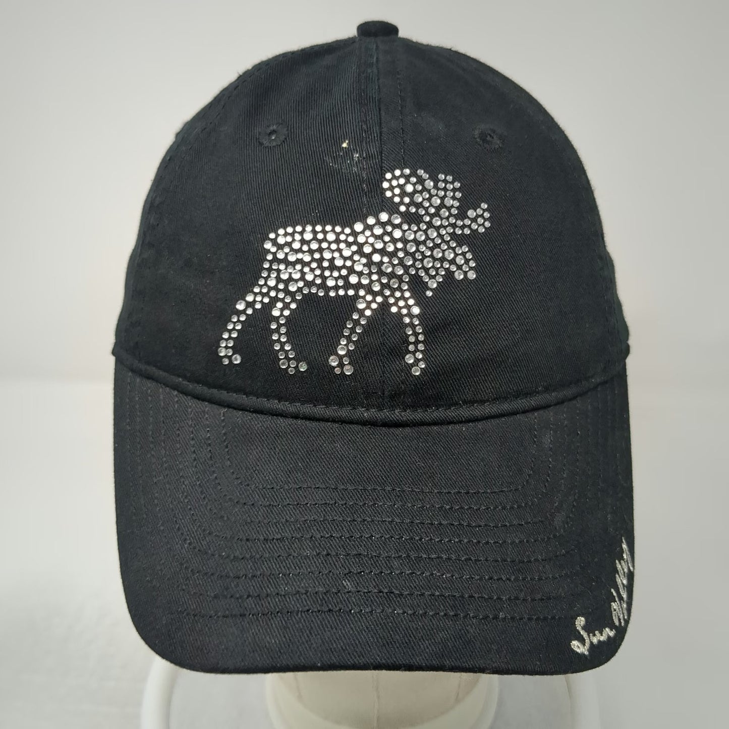 Gear for Sports Black Cap OS Silver Rhinestone Moose Sun Valley Slideback Hat