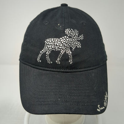 Gear for Sports Black Cap OS Silver Rhinestone Moose Sun Valley Slideback Hat
