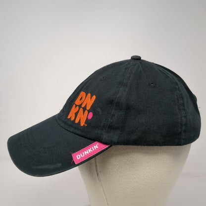 Dunkin' Baseball Cap Black One Size Strapback DNKN Logo Embroidered Brim Tag Hat