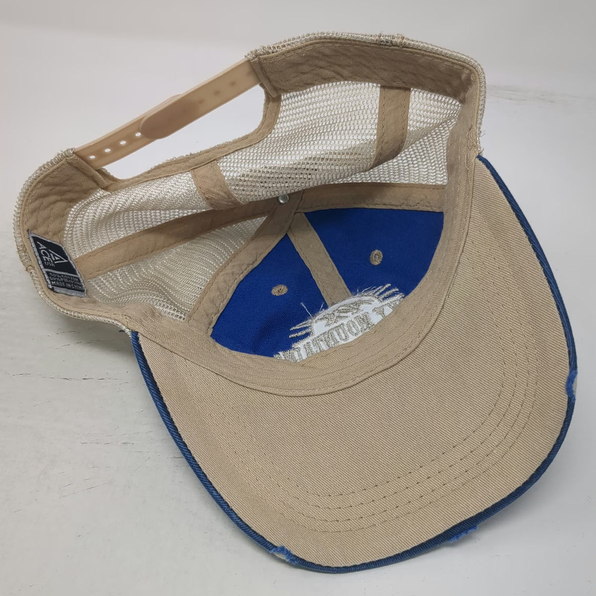 ACE USA Trucker Hat Blue One Size Rocky Mountains McCall Idaho Distressed Mesh