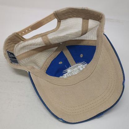 ACE USA Trucker Hat Blue One Size Rocky Mountains McCall Idaho Distressed Mesh