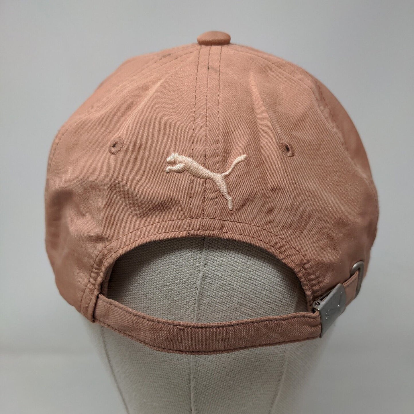 PUMA Slideback Hat Pink OSFA Adjustable Embroidered Logo Vented Holes 6 Panel