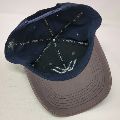 Vortex Snapback Hat Gray Blue One Size Embroidered Logo Two Tone Baseball Cap