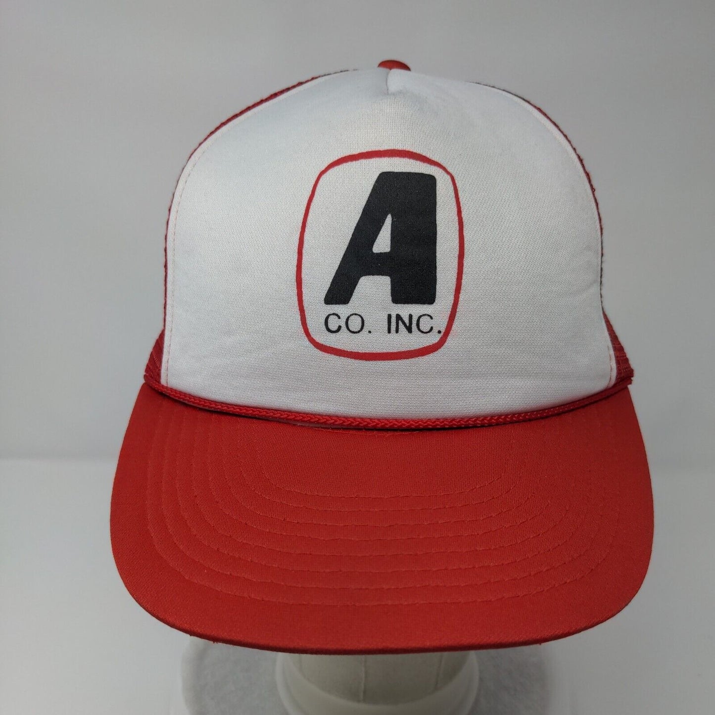 A Co Inc. Snapback Trucker Hat Red OSFA Adjustable Mesh Back Rope Mohr's