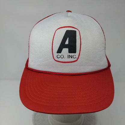 A Co Inc. Snapback Trucker Hat Red OSFA Adjustable Mesh Back Rope Mohr's