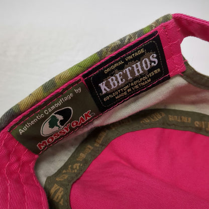 KBETHOS Army Cap Pink One Size Rhinestone Cross Mossy Oak Camo Frayed Hat