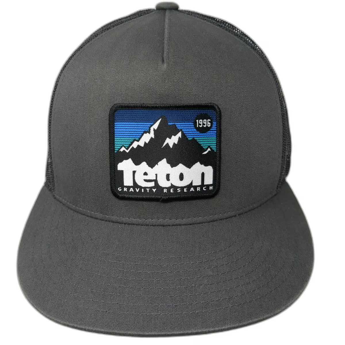 Teton Gravity Research Trucker Hat Gray OSFM Mesh Snapback Flat Brim Mountains