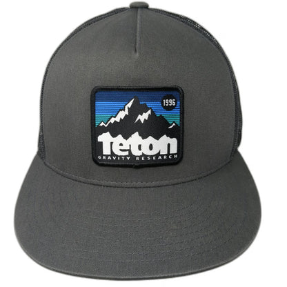 Teton Gravity Research Trucker Hat Gray OSFM Mesh Snapback Flat Brim Mountains