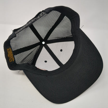 Yupoong Snapback Trucker Hat Black One Size Embroidered Logo Mesh Back