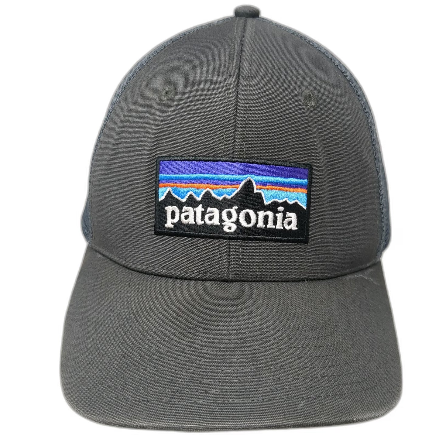 Patagonia Trucker Hat Gray One Size Mesh Back Snapback Mountain Logo Patch