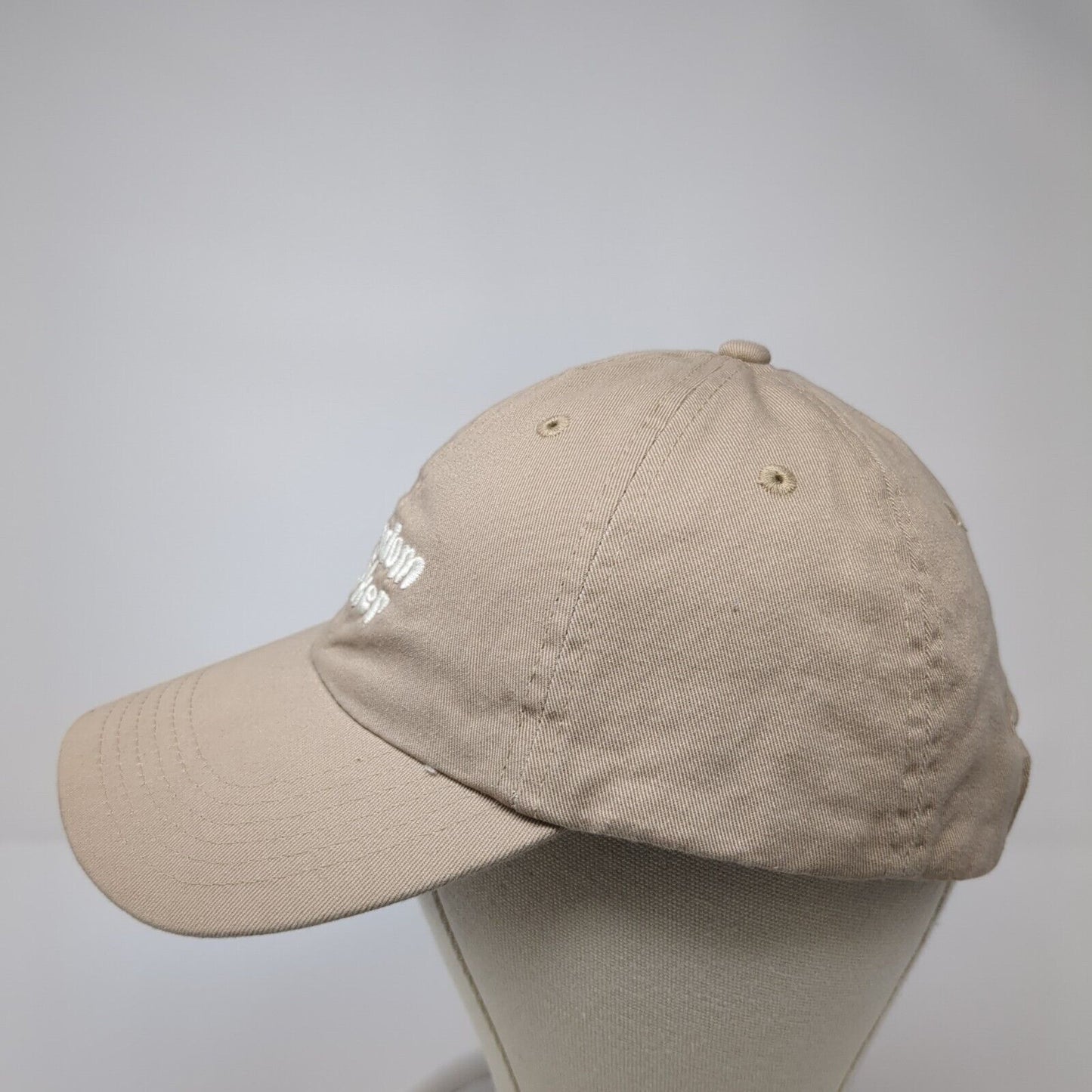 Kingdom Worker Slideback Hat Tan One Size Adjustable Embroidered 6 Panel Cotton