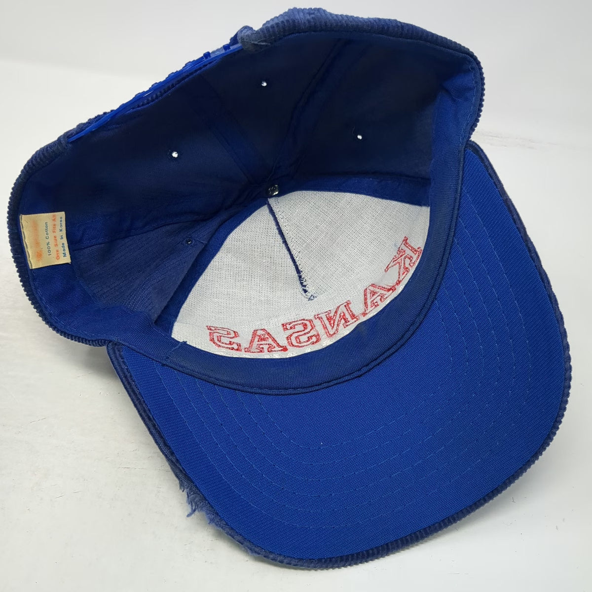 Kansas Jayhawks NCAA Blue Trucker One Size Snapback Corduroy Hat Embroidered