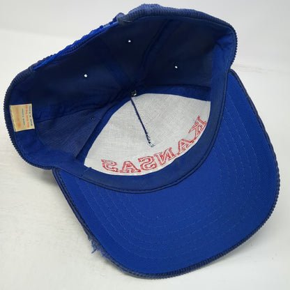 Kansas Jayhawks NCAA Blue Trucker One Size Snapback Corduroy Hat Embroidered