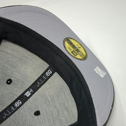 New Era NBA Golden State Warriors Black 7 1/2 Hat Fitted Vegan Leather 59FIFTY