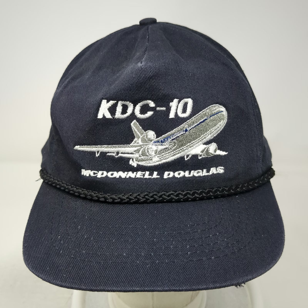 KC Trucker Black Hat One Size KDC-10 McDonnell Douglas Braided Rope Snapback