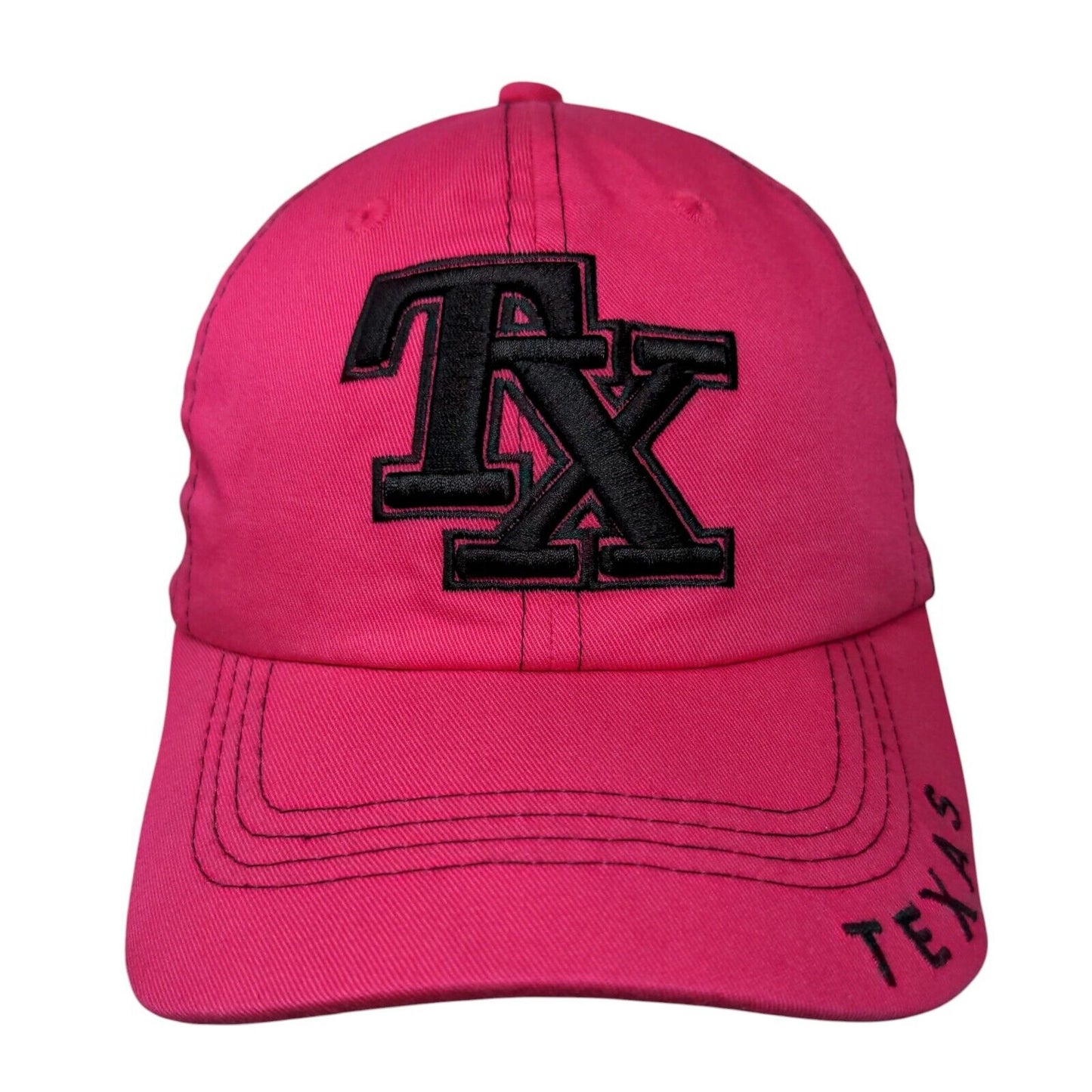 Texas Slideback Hat Pink One Size Adjustable Embroidered Vented Holes Sports Cap