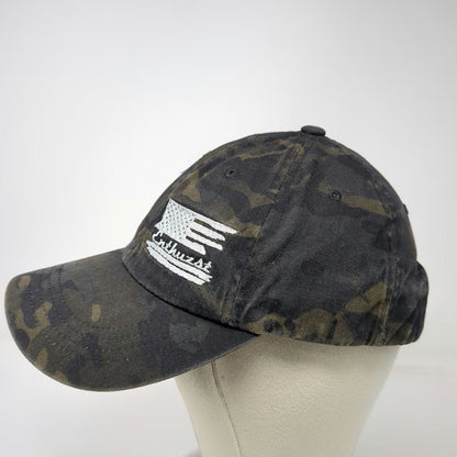 Yupoong Baseball Cap Black OSFM Camo Enthuzst American Flag Slideback Hat Logo