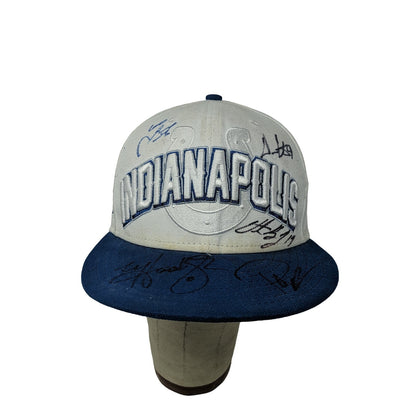 Mens New Era 59Fifty NFL Indianapolis Colts Hat Size 7 3/8 Autographed 5 Players