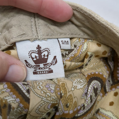 Vintage Crown Co Newsboy Cap Beige M Linen Cotton Paisley Lining Fitted Hat
