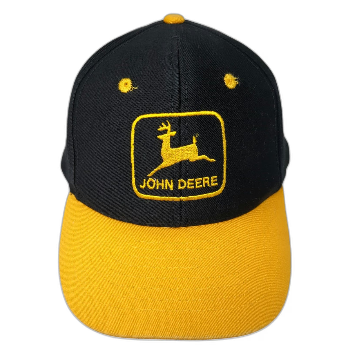 Mohr's John Deere Black Yellow OSFM Snapback Cap Cesco Equipment Hat Vintage