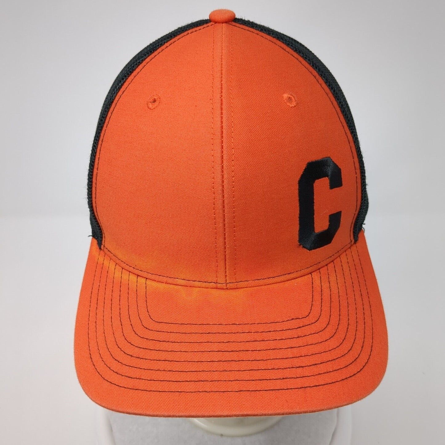 Letter C Snapback Mesh Back Trucker Hat Orange One Size Embroidered