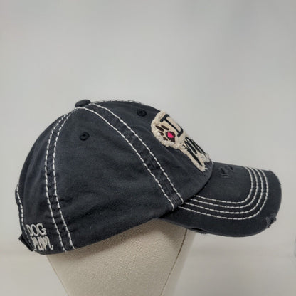 Dog Mom Strapback Hat Blue One Size Embroidered Distressed 6 Panel