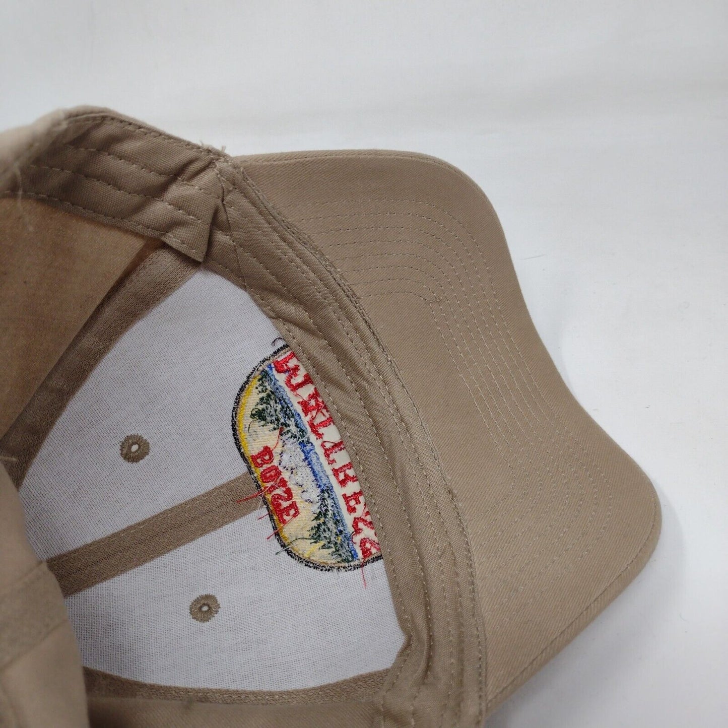 Boise Mattress Strapback Hat Tan OSFA Adjustable Embroidered 6 Panel Cotton