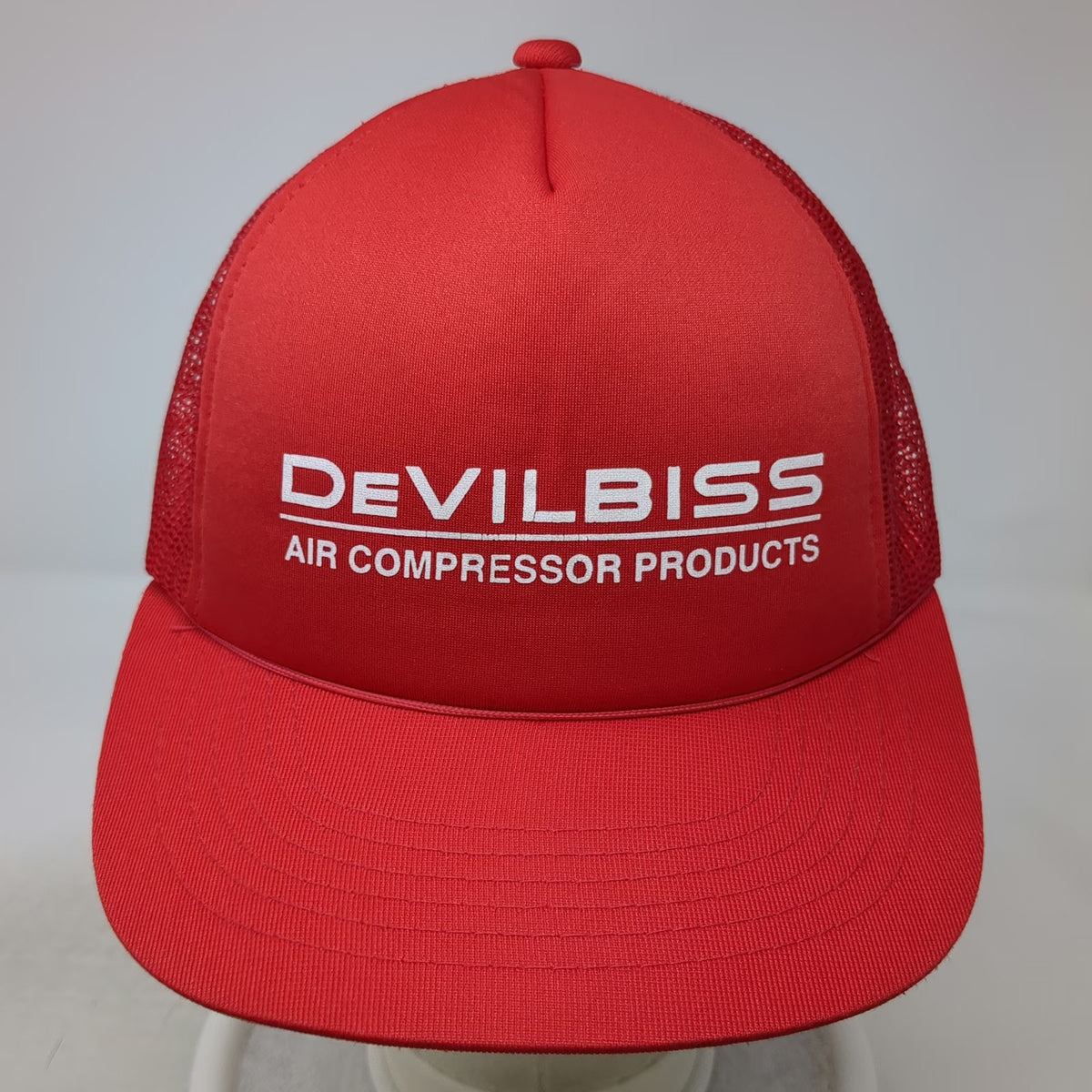 Headwear Trucker Hat Red One Size DeVilbiss Air Compressor Mesh Back Snapback